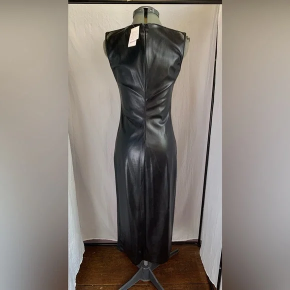 NWT, House OF Harlow 1960 Faux Leather Black Dress size XS/TP - Picture 3 of 5